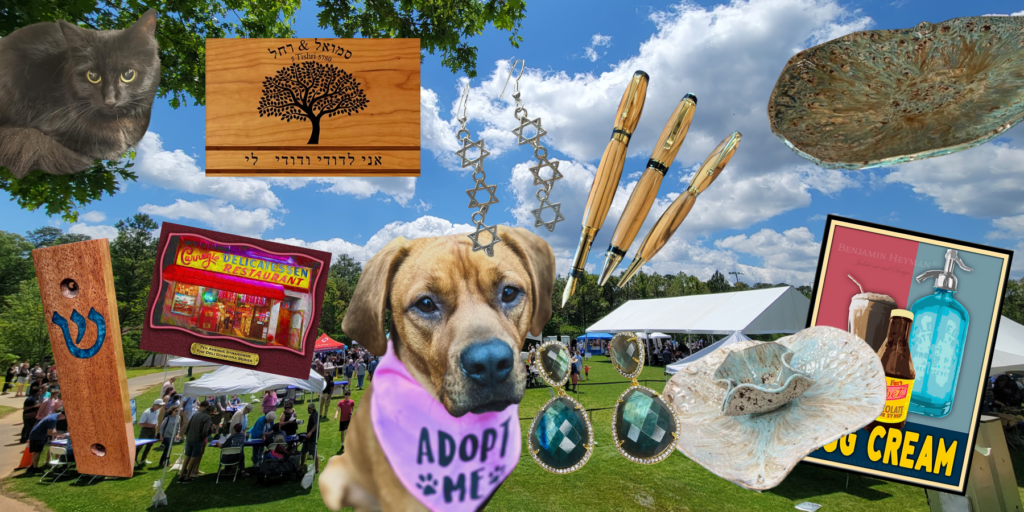 A panoramic photo of the Food Fest is superimposed with a pictures of a variety of products that will be available from artisan exhibitors.