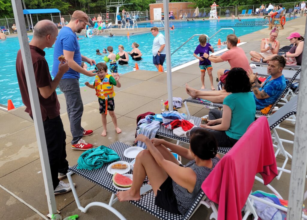 Members lounge by The J's outdoor pool