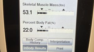 The digital readout of an InBody scale